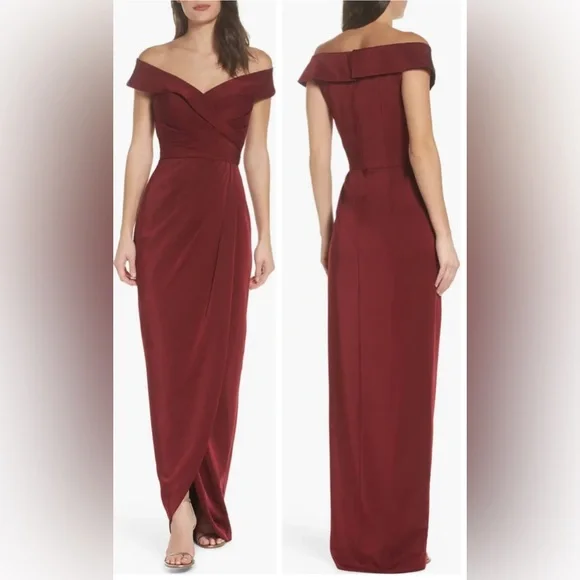 La Femme Dresses La Femme Surplice Off The Shoulder Column
